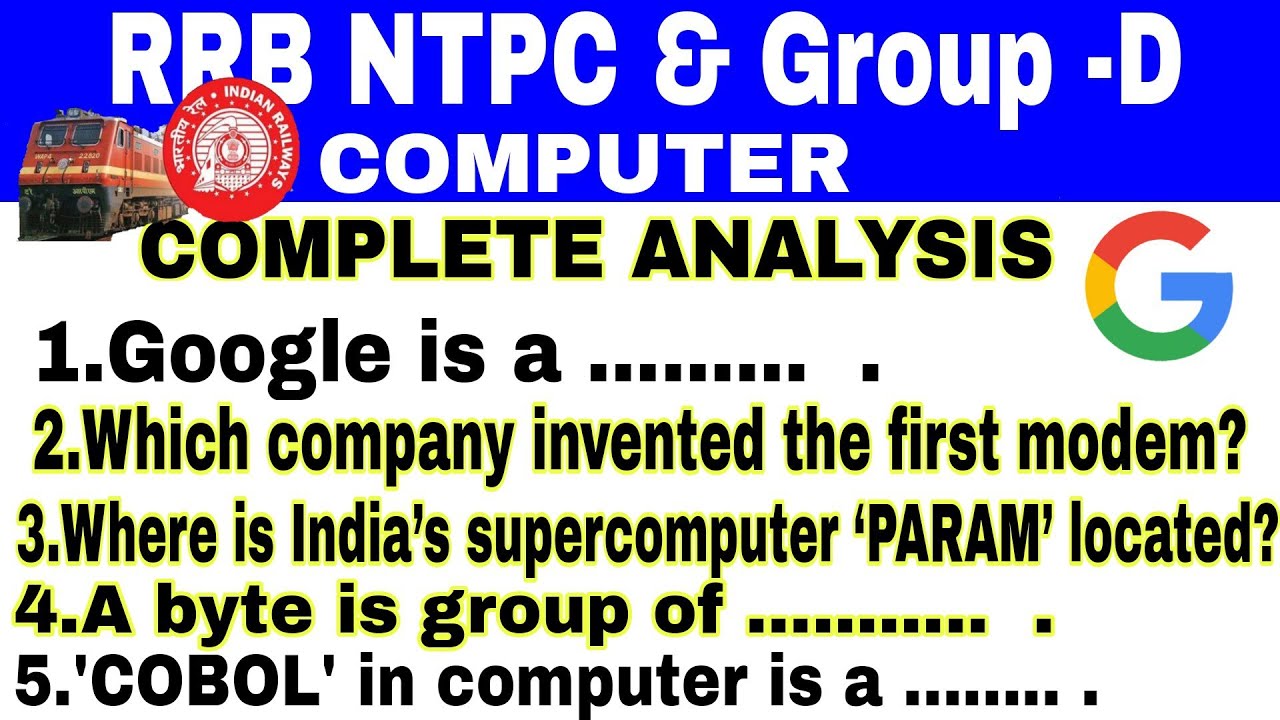 RRB NTPC all important questions of computer, computer analysis, Computer questions