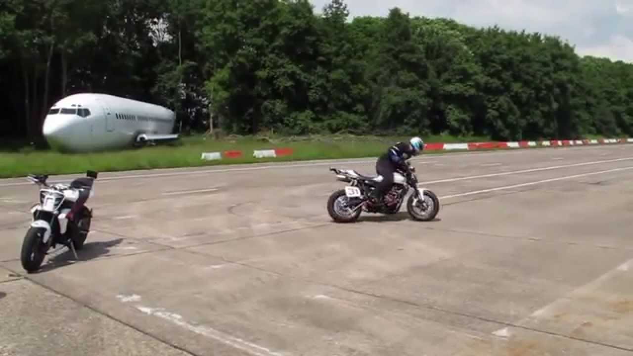 Wheelies on a custom Triumph Stunt Scrambler | www.amcn.com.au