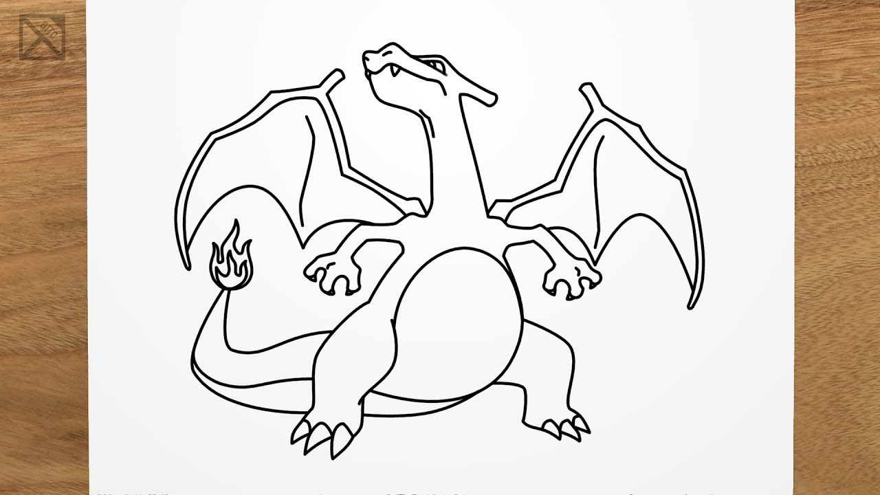 How to draw CHARIZARD (Pokemon) step by step, EASY