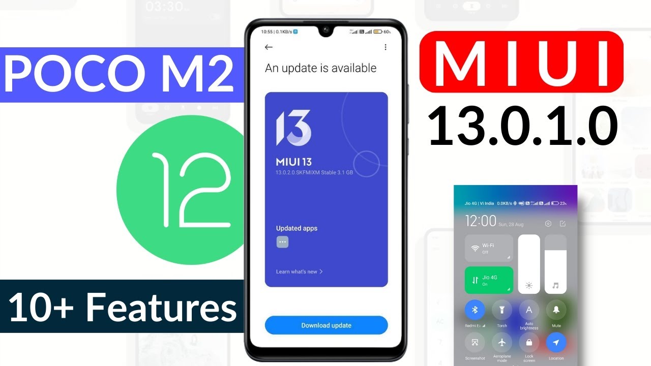 Poco M2 MIUI 13.0.1.0 Update [ Android 12 ] 10+ Features | New Control Center | Poco M2 New Update