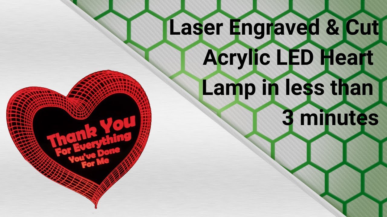 Laser Engraved and Cut Acrylic Heart LED Lamp