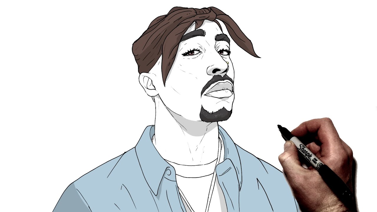 How To Draw 2Pac | Step By Step | Music