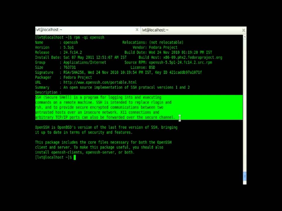 Using the query feature of Redhat Package Manager RPM