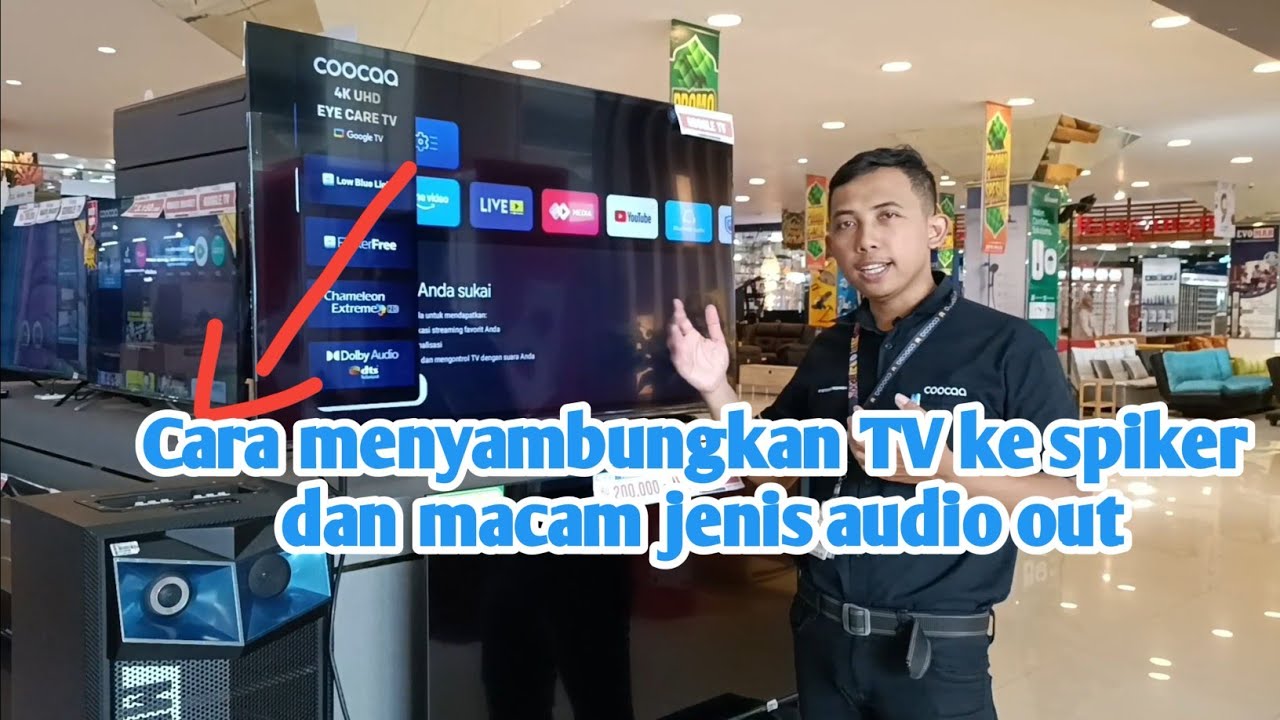 Cara menyambungkan TV ke spiker aktif dgn berbagai macam jenis audio out yg ada di TV coocaa 55y65