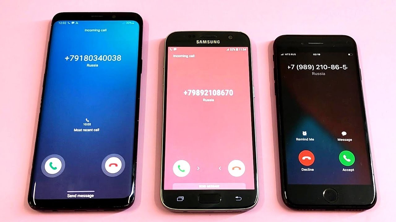 Samsung Galaxy S9 plus vs Samsung Galaxy 7 vs iPhone 7 incoming call & outgoing call