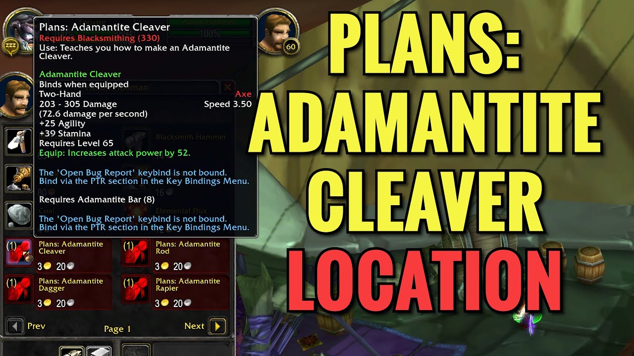 Plans: Adamantite Cleaver Vendor Location (WoW TBC)