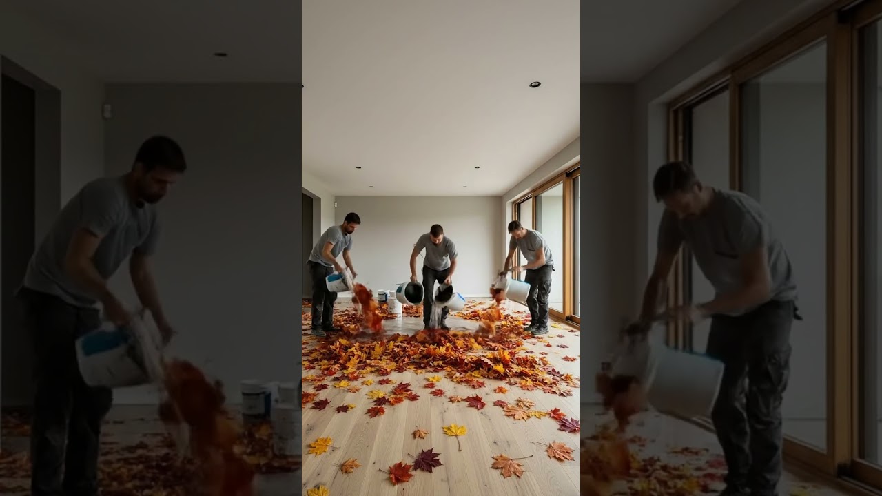 Impossible Maple Leaves Epoxy Floor in Living Room 🍁✨ | Unreal Glass Floor Transformation #viral