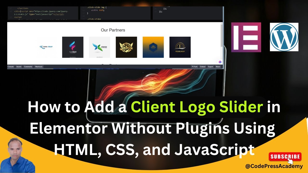 How to Add a Client Logo Slider in Elementor Without Plugins Using HTML, CSS, and JavaScript