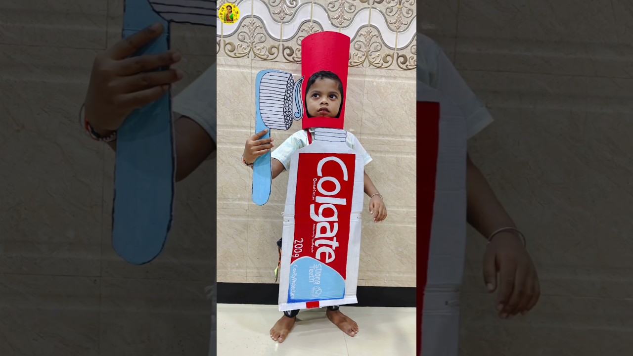 Colgate theme for fancy dress competition | #colgate #brush #craft #fancy #dress #competition