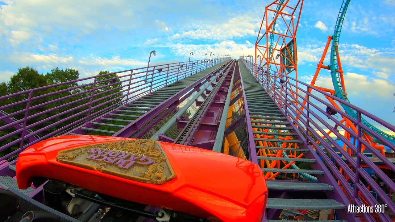 Busch Gardens - Apollo's Chariot HyperCoaster & Alpengeist Inverted Steel Coaster POV