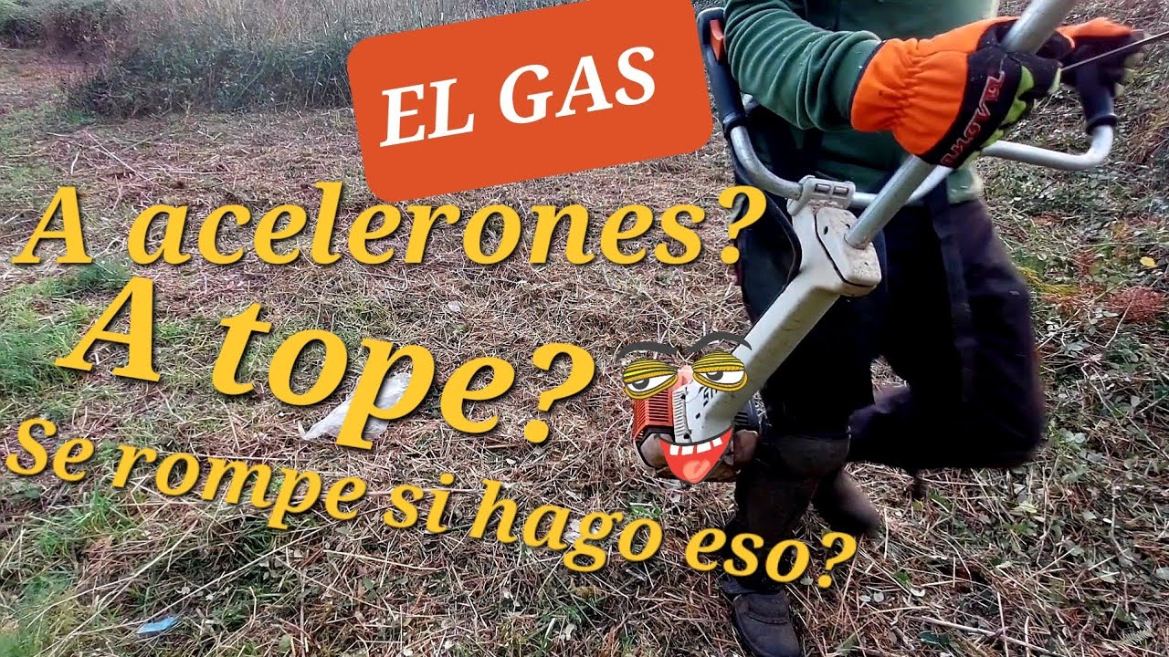 Como usar el acelerador en la desbrozadora + zarzas + gasolina descolorida