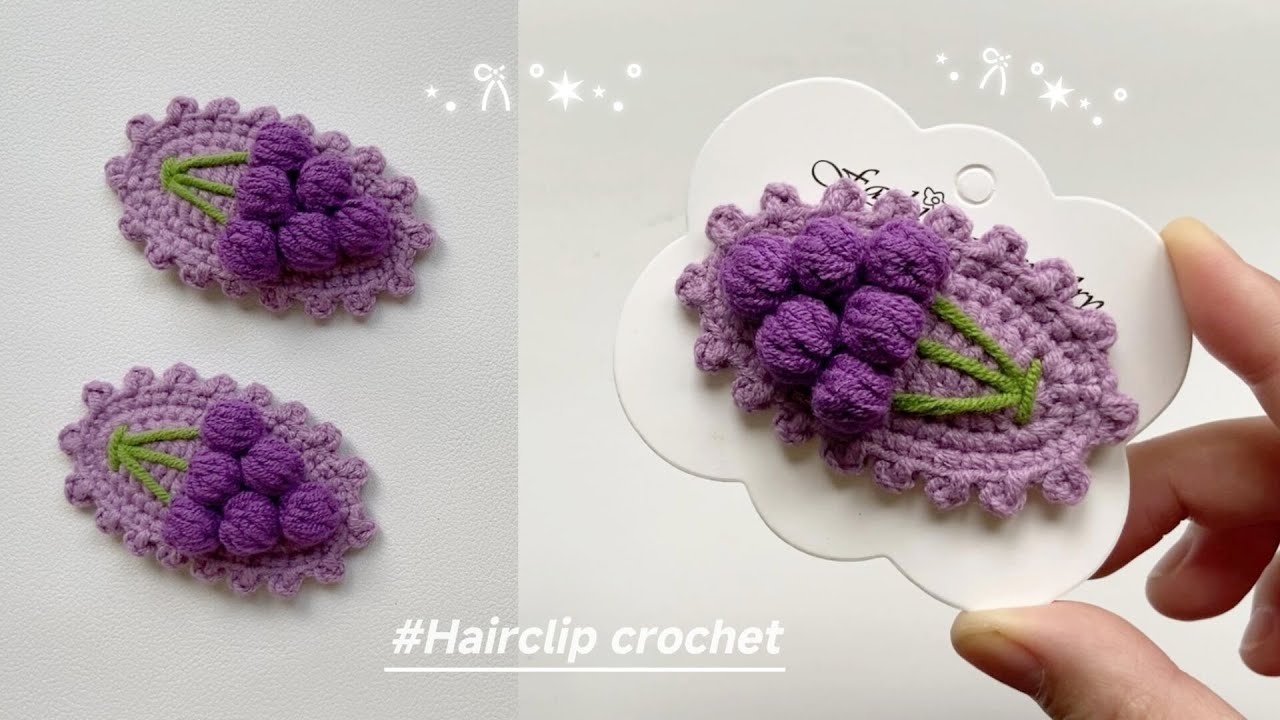 Grape🍇 Hairclip Crochet | Easy Crochet Tutorial | DIY Hair Accessories | Purple Grape Crochet