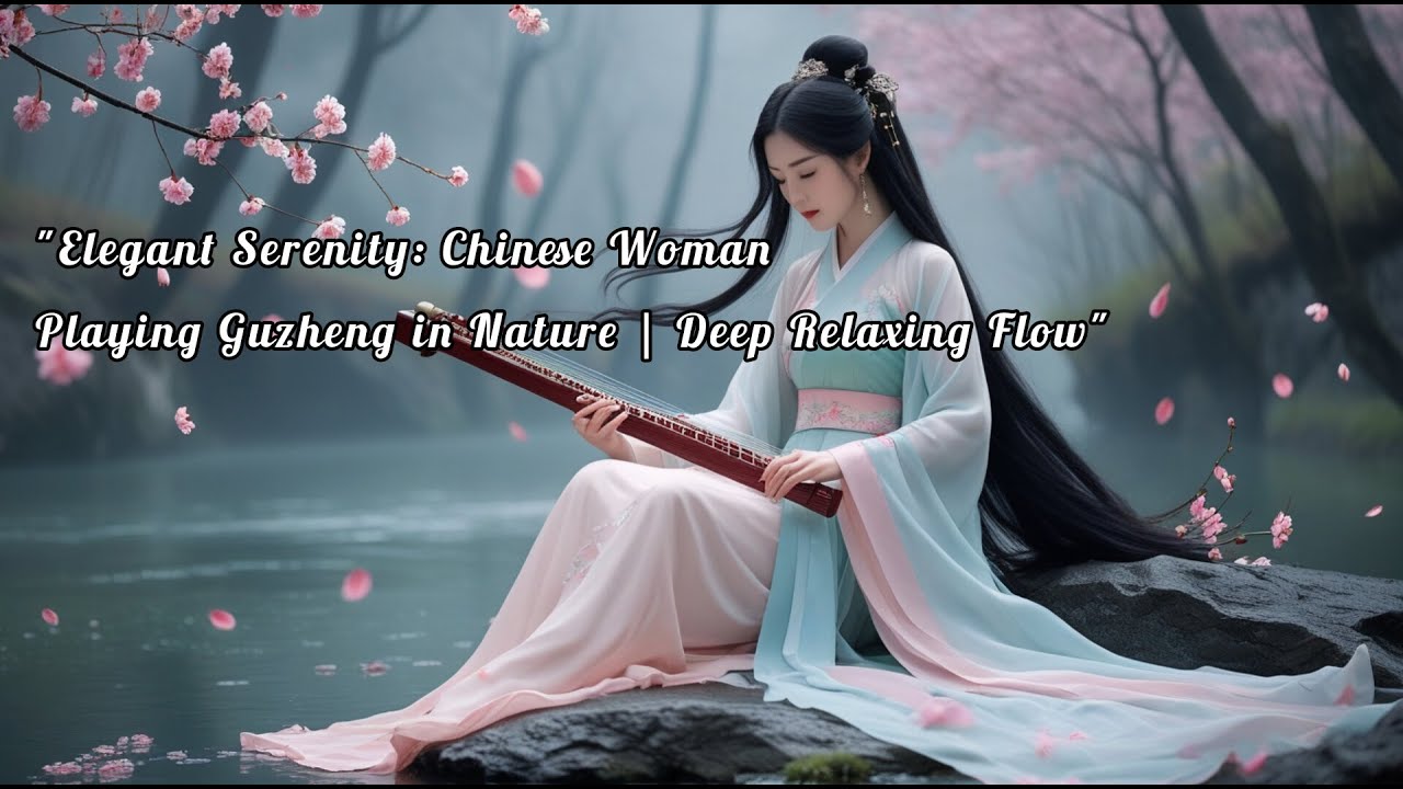 Elegant Serenity: Chinese Woman Playing Guzheng in Nature | Deep Relaxing Flow