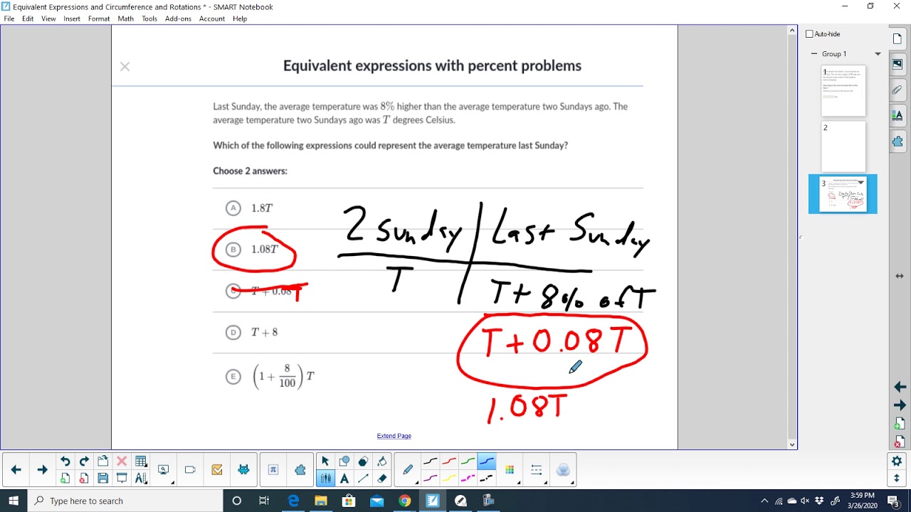 Equivalent Expressions with Percent