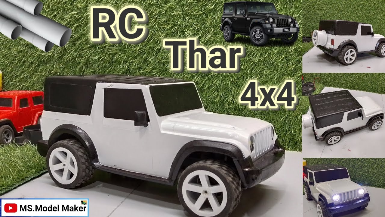 DIY 4x4 Mahindra Thar using dc motor with pvc pipe ll @moti suthar