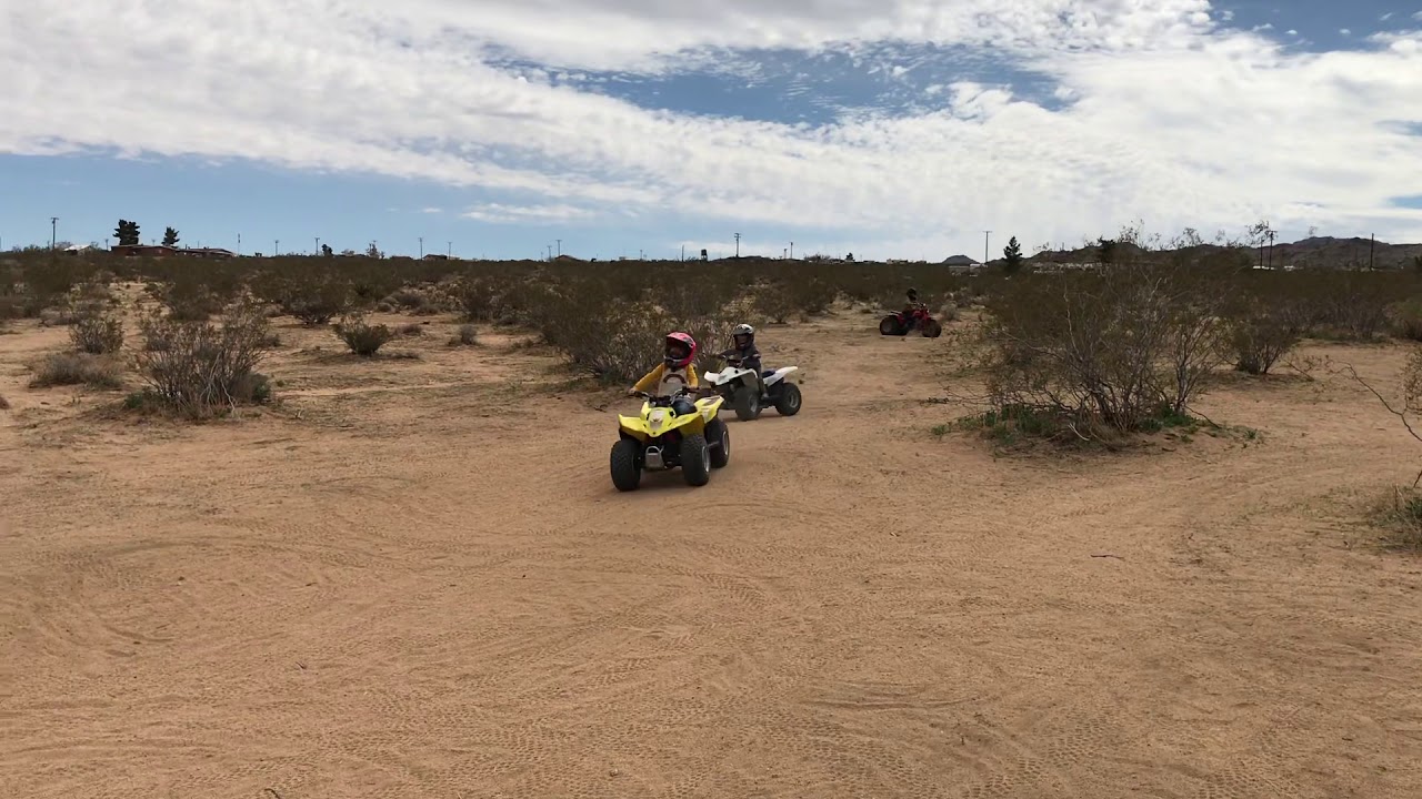 Dominic, Harper, and Carter riding around the cabin