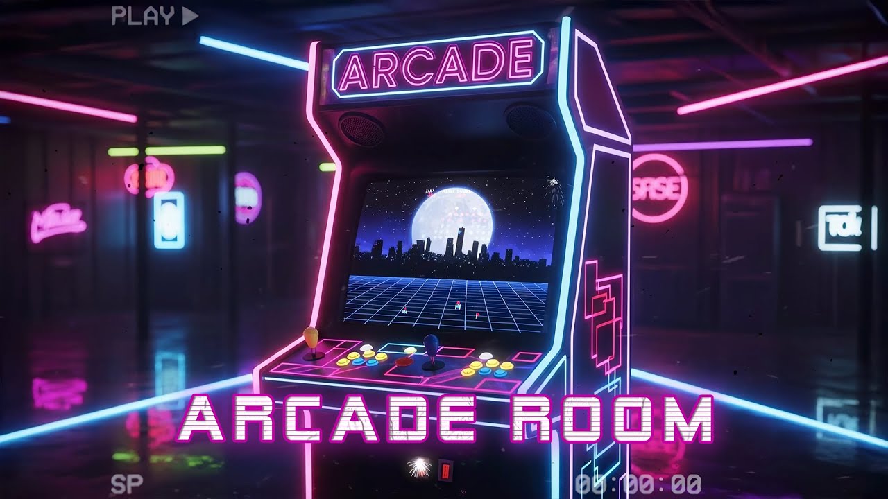 Retro Neon Arcade Room 🕹️ Synthwave Beats for Gaming & Deep Focus 📼 Midnight 80s Nostalgia Vibe