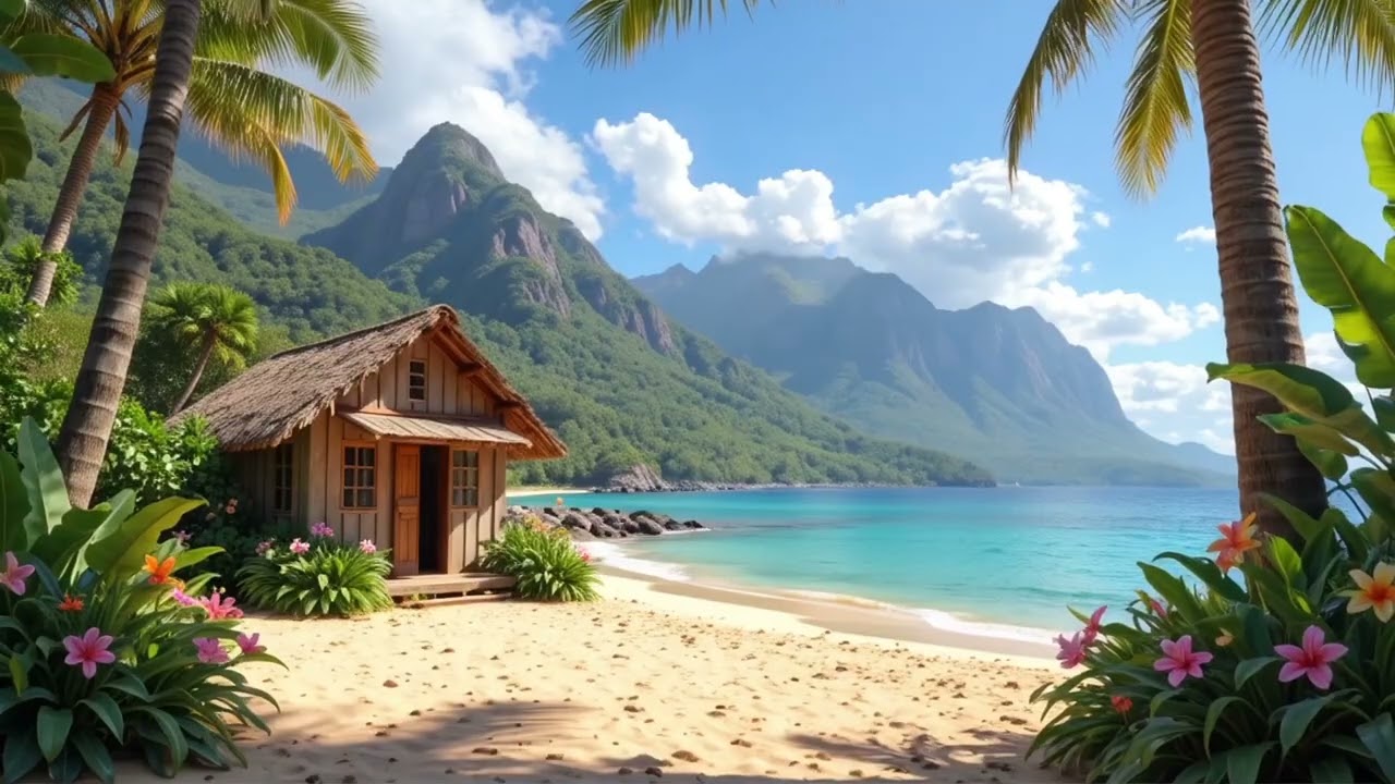 Tropical Paradise Relaxing Music 🌺 | Calming Ocean Waves & Gentle Breeze for Sleep & Stress Relief