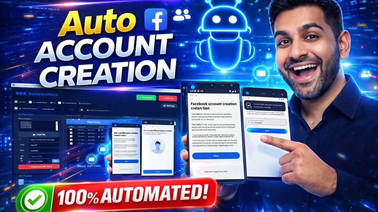 Facebook Auto Account Creator Tool 😱 | Unlimited IDs + Auto OTP Verify (Working Method)