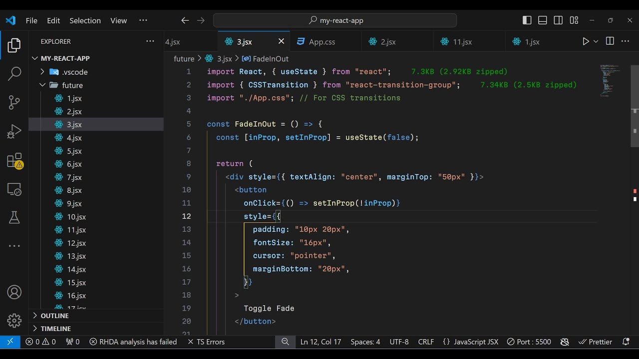React.js react-transition-group Library Example to Animate Objects in HTML Using JSX