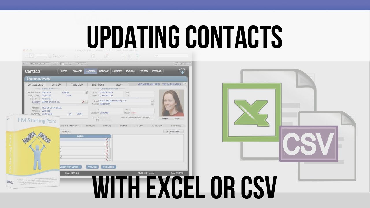 FileMaker Video Training - Updating Contacts With Excel or CSV or TAB file