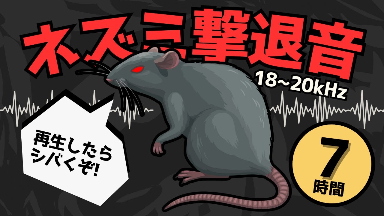 ネズミ撃退音(7時間)。天井裏に潜む悪ネズミを高周波音(18~20kHz)で撃退