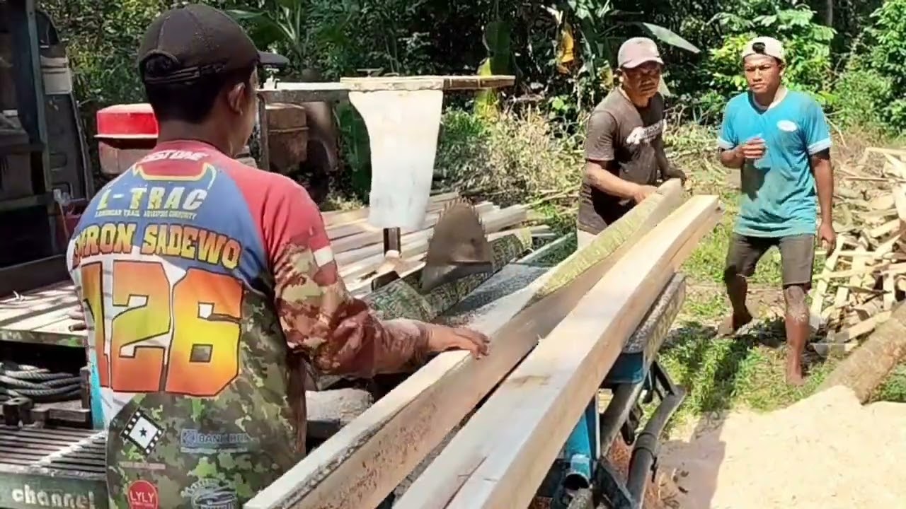 Ganti hari dengan job sama, menggesek kayu sengon di buat kaso