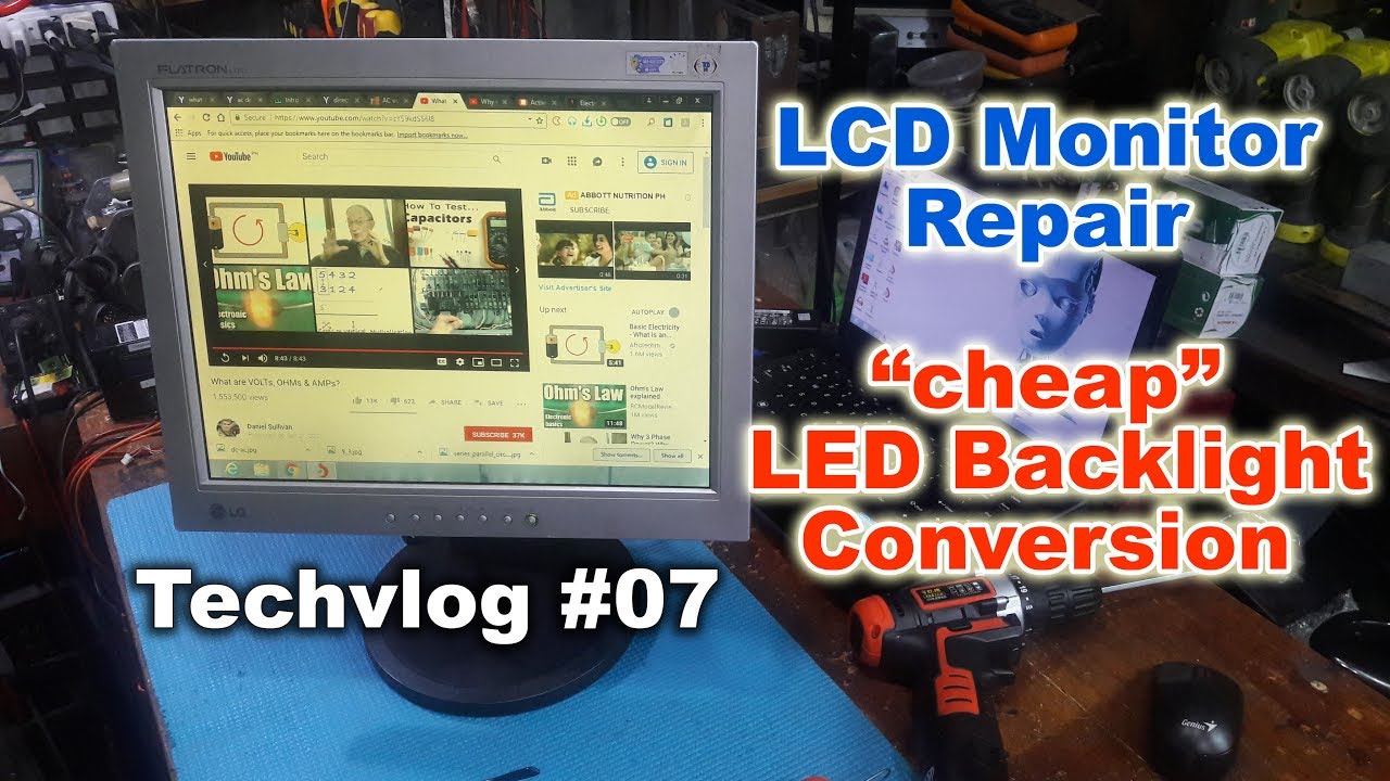 Repairing LCD Monitor. Paano i repair ang sirang backlight ng LCD Monitor at gawing LED backlight