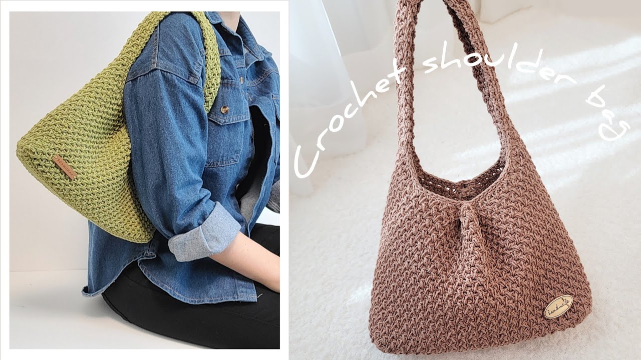 데일리한 스타일에 셔링으로 사랑스러움을 더한 코바늘가방. 러버블 백🎀 Crochet shoulder bag