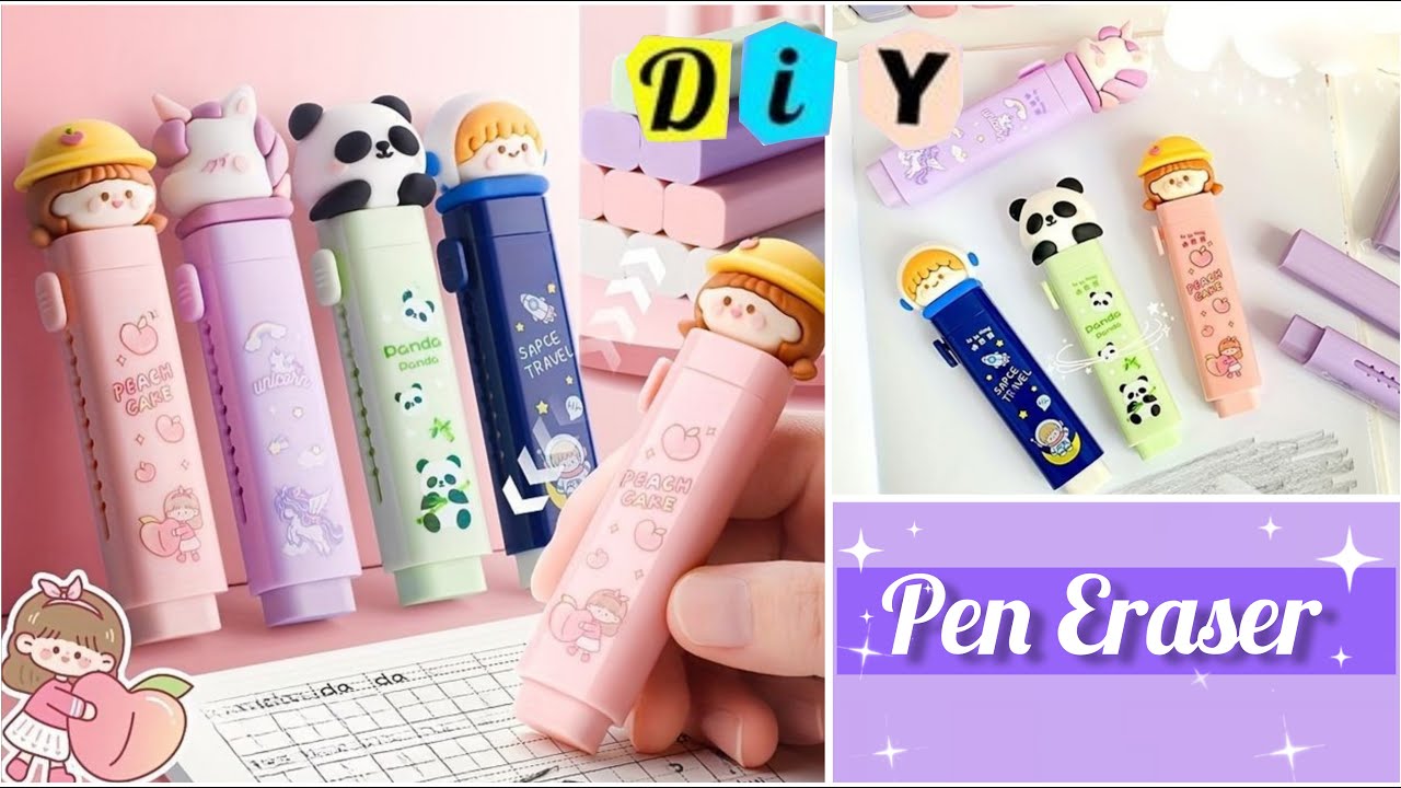 DIY Cute Eraser Pen🥰🌷 / How to make cute eraser pen at home _ Cute Stationery