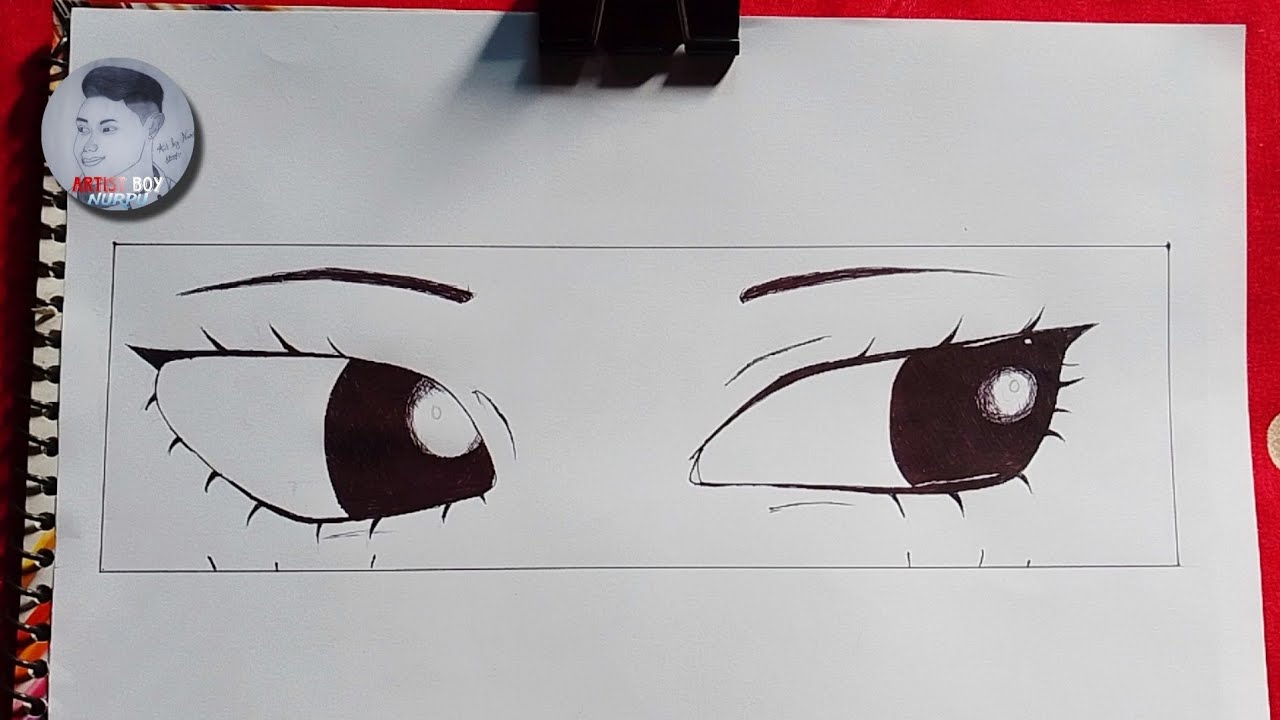 How to draw an anime Eyes using a ball point pen | Landscape Eye drawing tutorial  | Step by step
