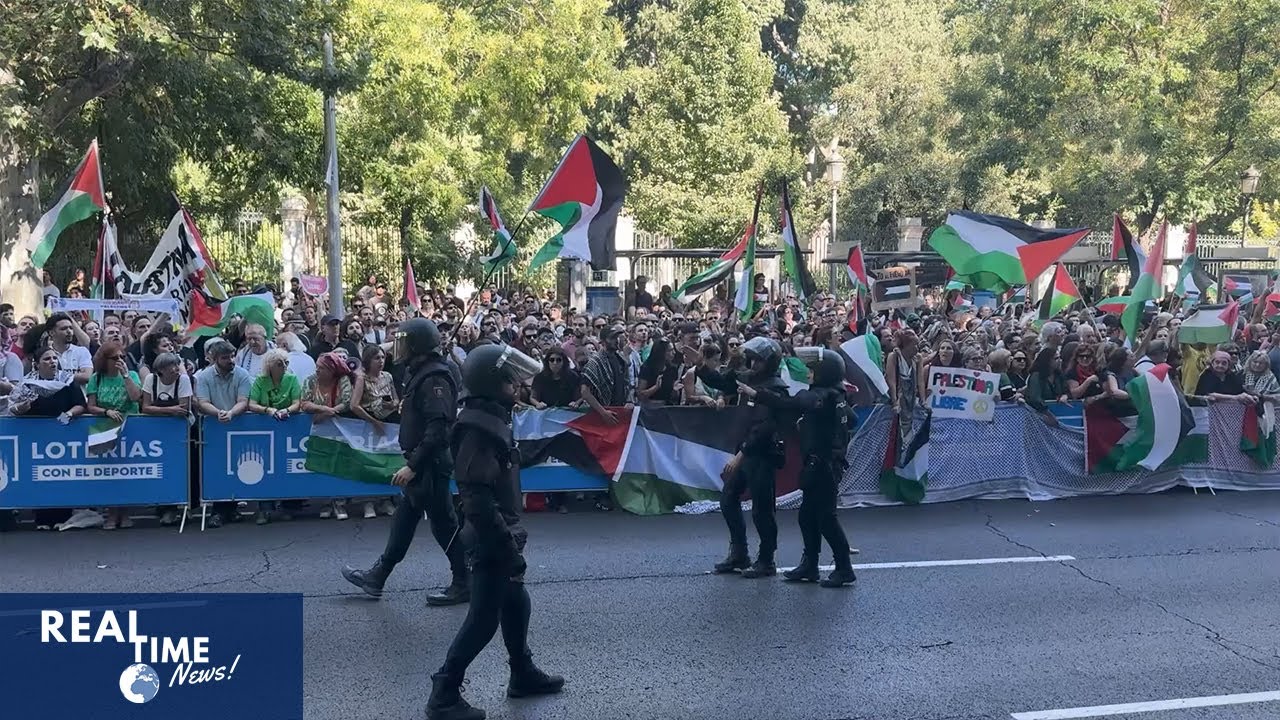 Pro-Palestinian protests in Madrid force sudden halt to La Vuelta cycling race