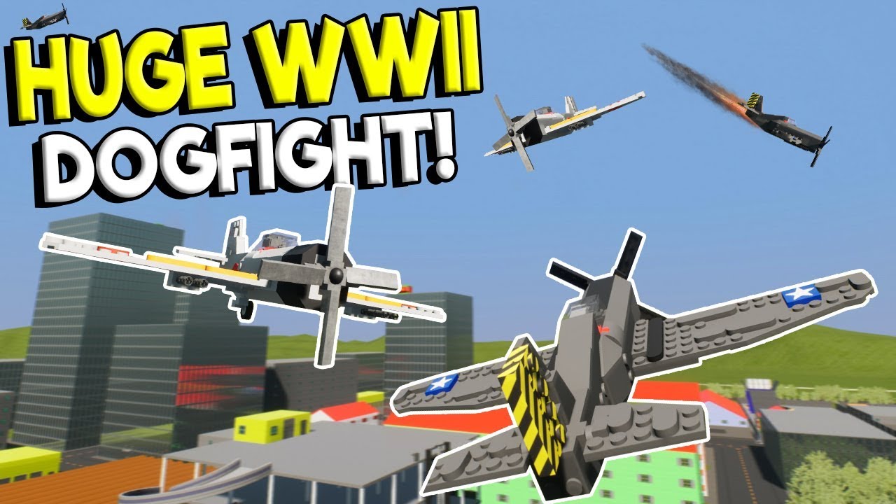 LEGO WWII PLANE CITY BATTLE - Brick Rigs Multiplayer Gameplay - Lego Plane Destruction