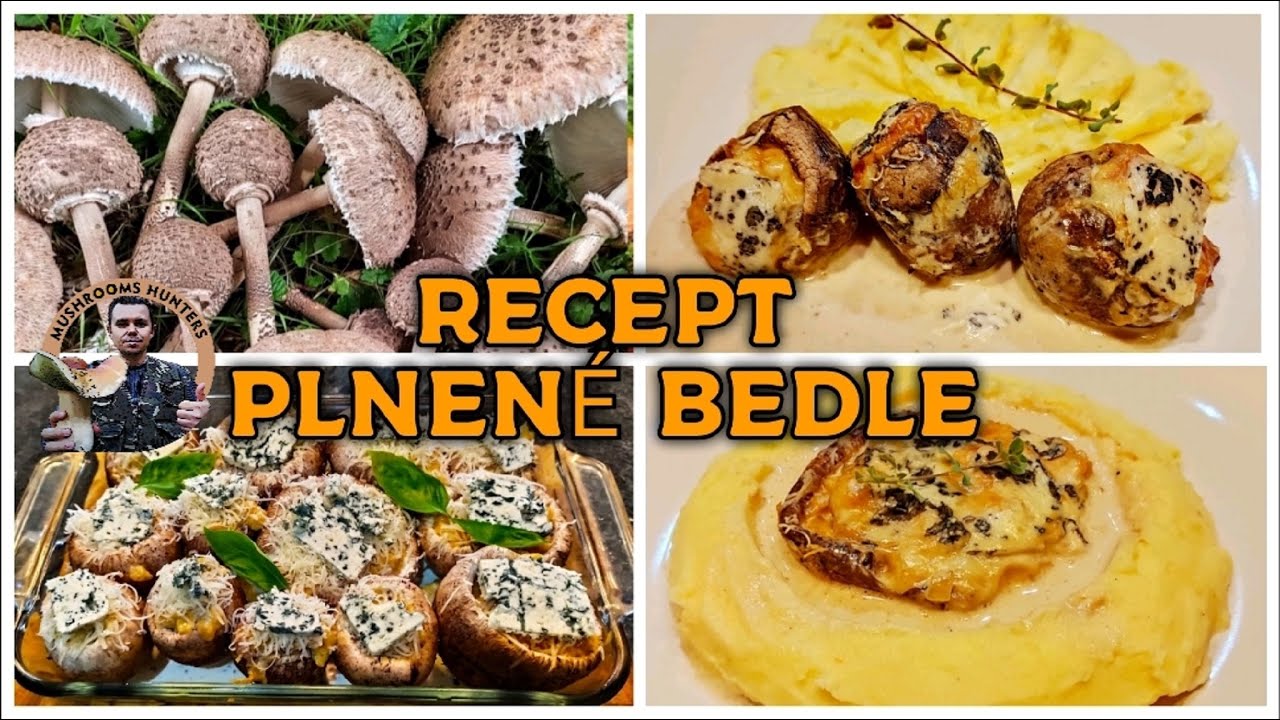 Huby Hriby RECEPT Bedľa vysoká Macrolepiota procera varenie pečenie cooking plnené smeta syr Mňamka