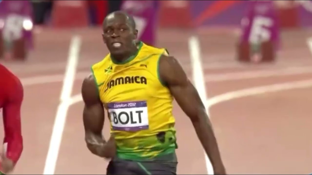 Usain Bolt 2012 Olympic 100m 9.63 (Front on angle)