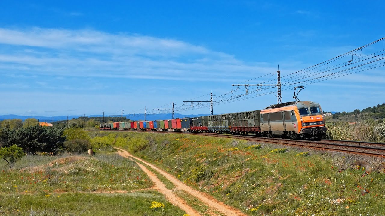 TTX, MILITAIRE, et autres trains sous un fort vent autour de Narbonne !