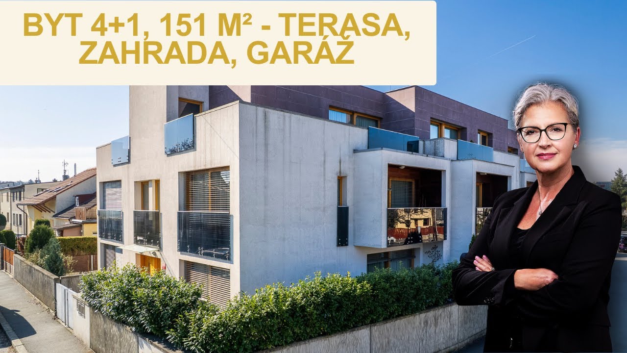 Luxusní byt 4+1 s terasou a zahradou a garáží, kompletně zařízený, v moderní čtvrti Chodov, Praha 4