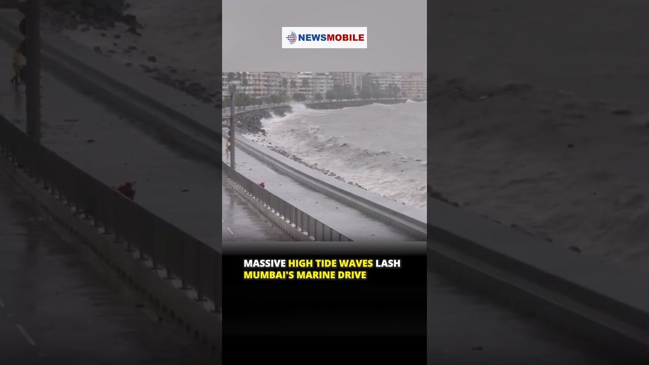 Massive High Tide Waves Lash Mumbai's Marine Drive