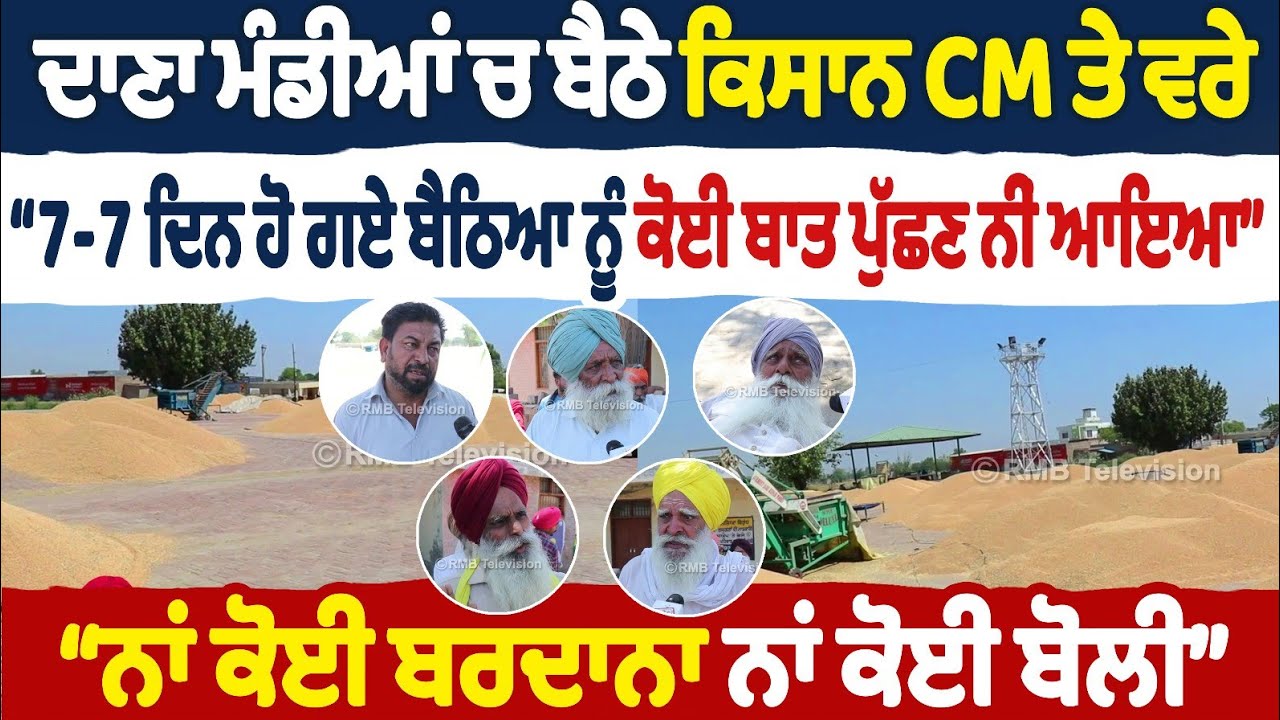 ਦਾਣਾ ਮੰਡੀਆਂ ਚ ਬੈਠੇ ਕਿਸਾਨ CM ਤੇ ਵਰੇ 7-7 ਦਿਨ ਹੋ ਗਏ ਬੈਠਿਆ ਨੂੰ ਕੋਈ ਬਾਤ ਪੁੱਛਣ ਨੀਂ ਆਇਆ ਨਾਂ ਬਰਦਾਨਾ ਨਾਂ ਬੋਲੀ