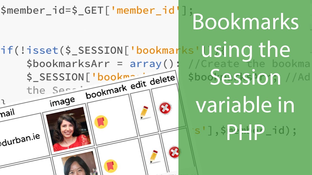Using the Session Variable in PHP to create bookmarks in a website