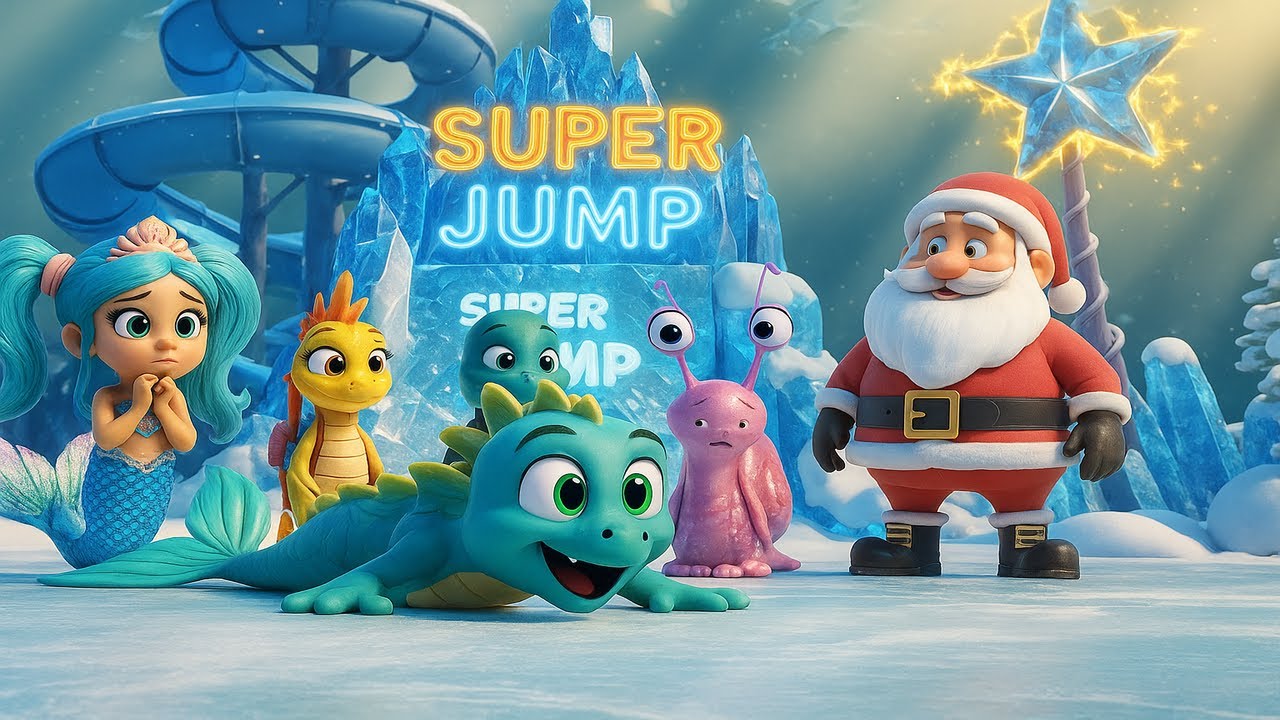 Mermaid Shelly & Santa’s Frozen Ocean Slide Challenge  3D Kids Animation  Winter Adventure