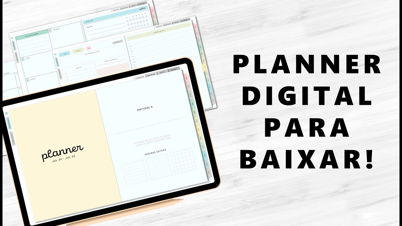Planner Digital de Meio de Ano (Julho de 2024 a Julho de 2025)
