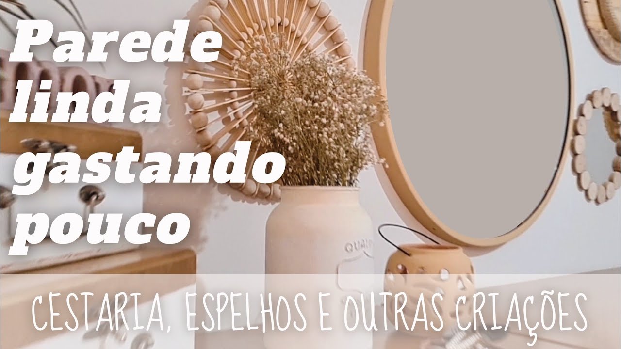 Do lixo ao luxo. Juntei tudo, coloquei na parede e ficou lindo! Diy parede de espelhos e cestaria