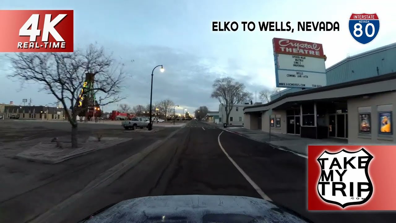 Elko to Wells, Nevada on Interstate 80, 4K HD Drive in real-time across the desert