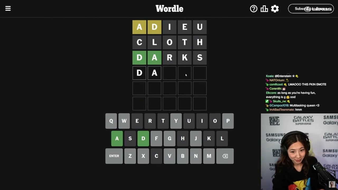 Fuslie Gets the best Wordle Answer