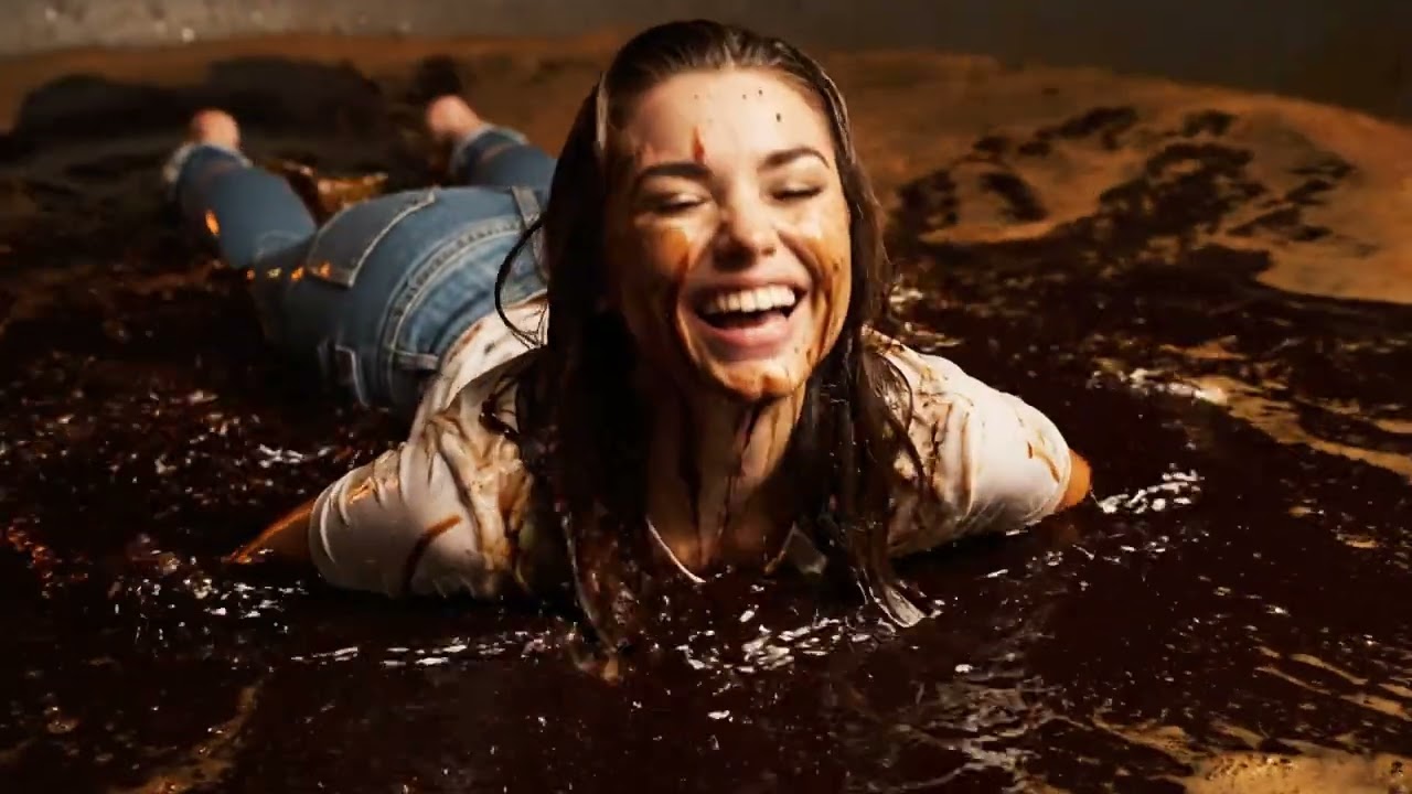 Girl Submerges in Glossy Coffee