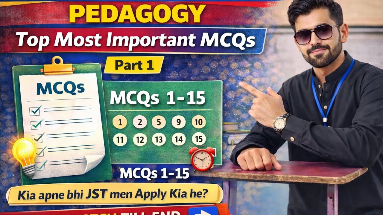 Top Most Important Pedagogy MCQs | Part 1 | MCQs 1–15 | JST Science Test Preparation | IBA Syllabus