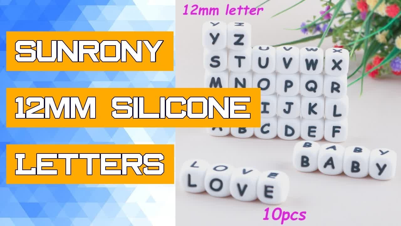Sunrony 12mm Silicone Letters Beads English Alphabet Baby Teether Personalized Name DIY Pacifier Cha