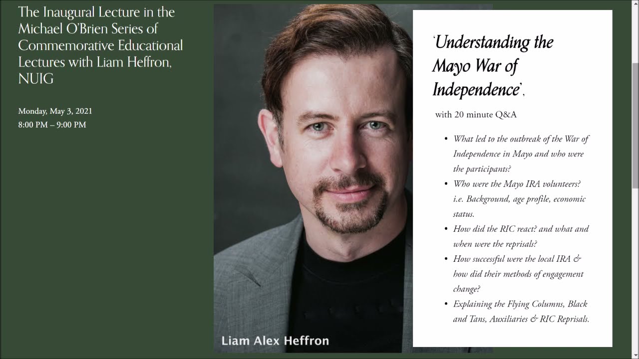 Lecture in the Michael O&rsquo;Brien Series of Commemorative Educational Lectures with Liam Heffron, NUIG