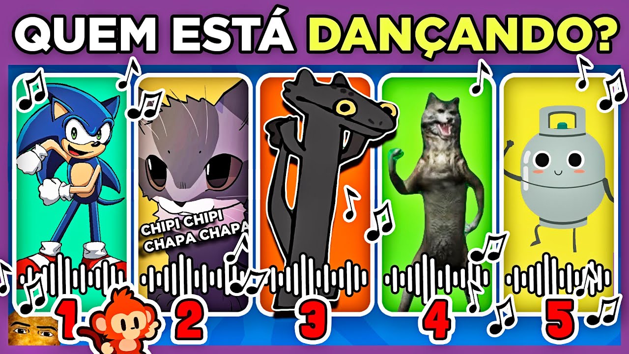 🕺QUEM ESTÁ DANÇANDO #6 | Caine | Sonic | Banguela | Freddy | Banban | #quiz #macaquiz